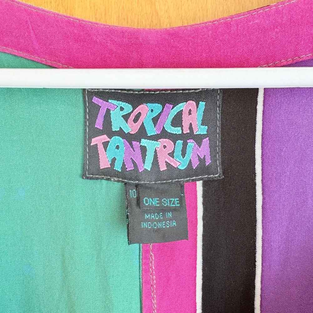 Tropical Tantrum‎ Rayon Maxi Dress OS Colorblock Star Print Handkerchief Hem - Picture 4 of 8